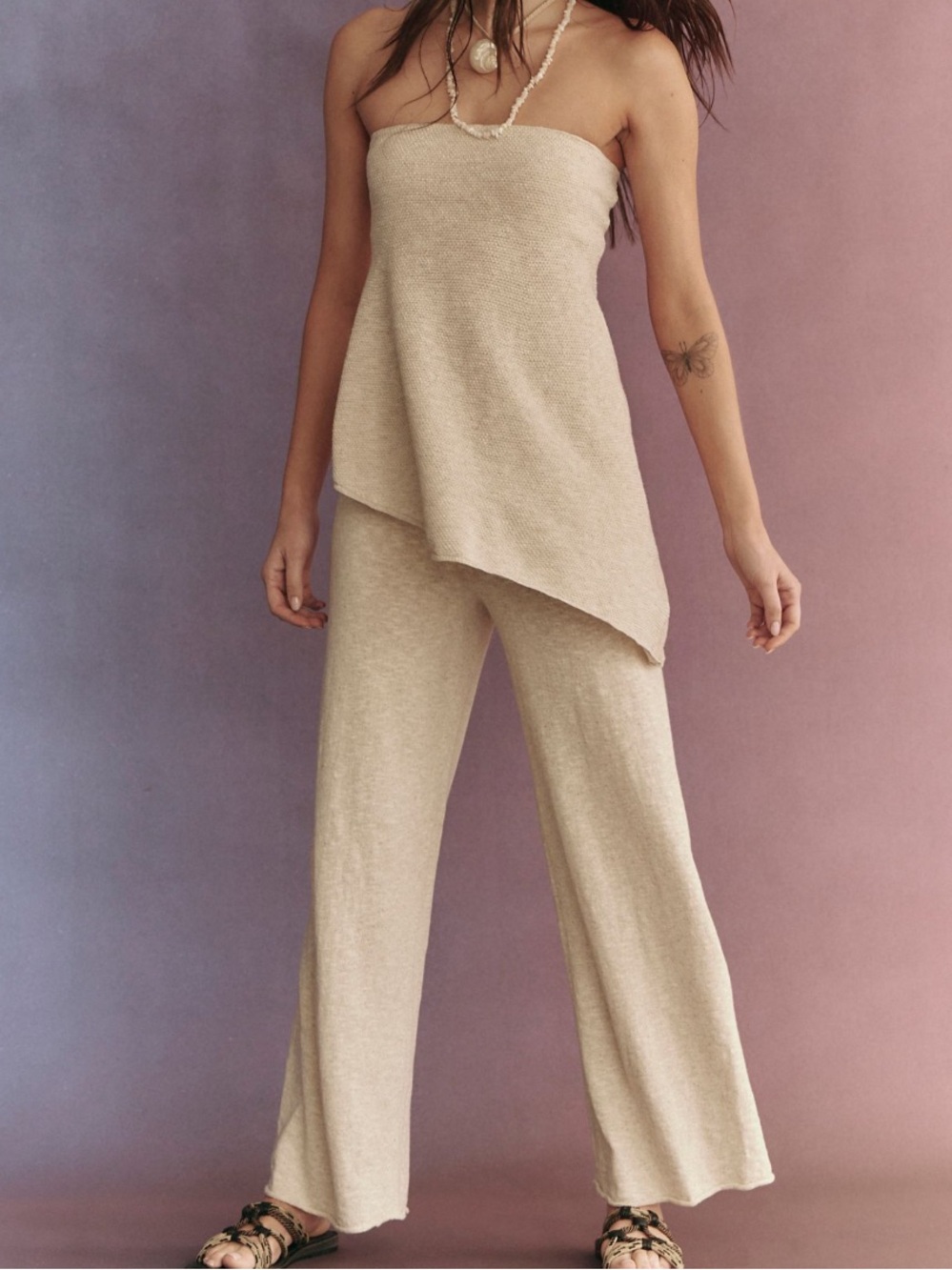 Krista Cotton-Linen Sweater Set - Natural